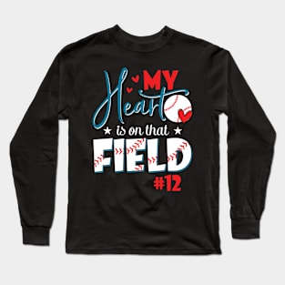 My heart Is On That Field Baseball Player Gift For Men Women Long Sleeve T-Shirt